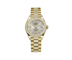 Rolex Lady-Datejust 28 – Yellow Gold with Diamond Bezel & Silver Dial Ref. 279138RBR