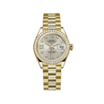 Rolex Lady-Datejust 28 – Yellow Gold with Diamond Bezel & Silver Dial Ref. 279138RBR