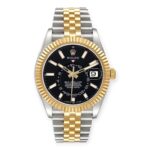 Rolex Sky Dweller Stainless Steel and Yellow Gold Jubilee Bracelet Black Dial 326933