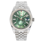 Rolex Sky-Dweller – Stainless Steel with Green Dial and Fluted Bezel on Jubilee Bracelet Ref. 336934