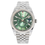 Rolex Sky-Dweller – Stainless Steel with Green Dial and Fluted Bezel on Jubilee Bracelet Ref. 336934