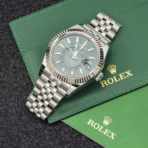 Rolex Sky-Dweller – Stainless Steel with Green Dial and Fluted Bezel on Jubilee Bracelet Ref. 336934 - 图片 5