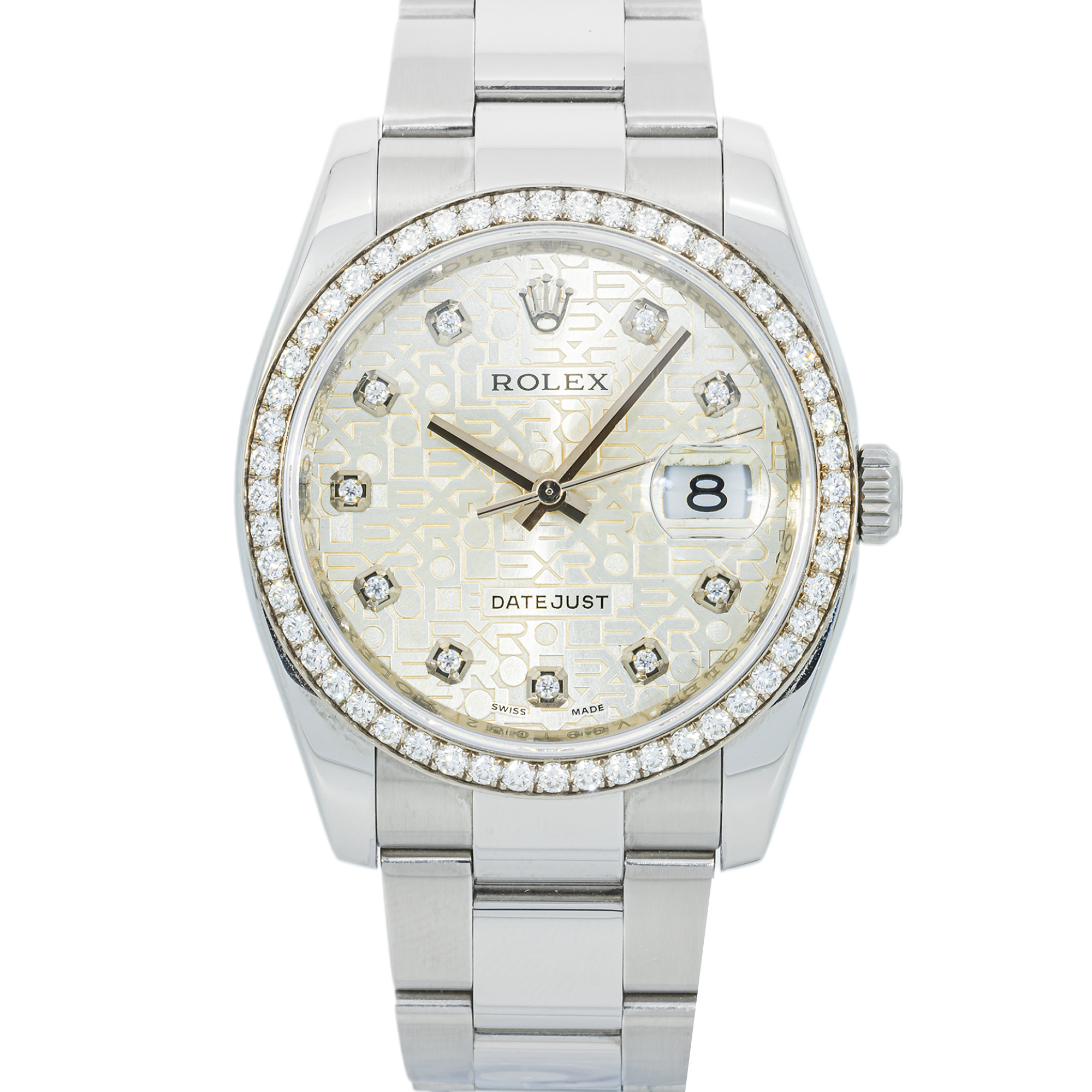 Pre-Owned-Rolex-Stainless-Steel-Datejust-36-116244-Silver-Jubilee-Diamond-Dial-Diamond-Bezel-Oyster-Bracelet-JD-Watches-NY.png Rolex Stainless Steel Datejust 36 116244 – Silver Jubilee Diamond Dial, Diamond Bezel, Oyster Bracelet - 图片 1