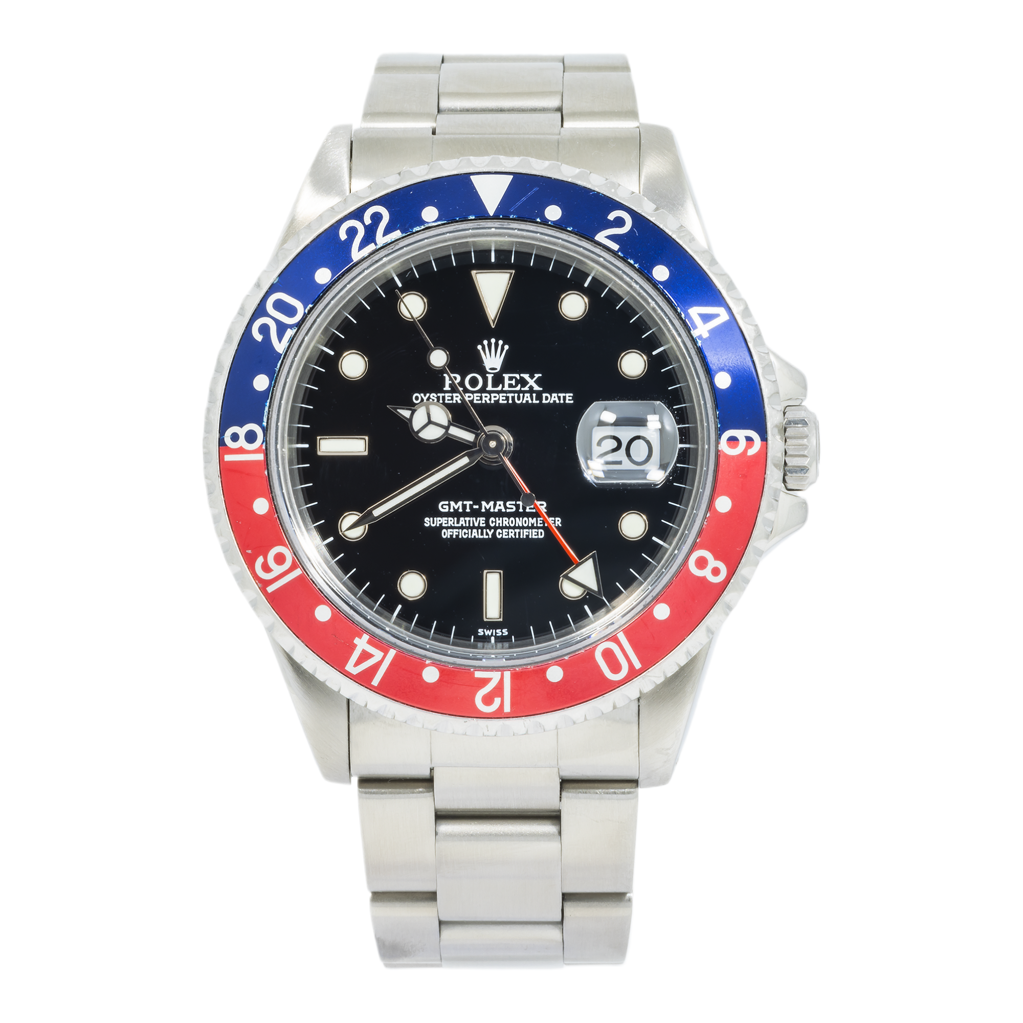 Pre-Owned-Rolex-Stainless-Steel-GMT-Master-II-16700-with-Red-and-Blue-Insert-Pepsi-and-Oyster-Bracelet-JD-Watches-NY.png Rolex Stainless Steel GMT Master II 16700 with Red and Blue Insert (Pepsi) and Oyster Bracelet - 图片 1