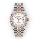 Rolex Steel and Everose Datejust 36 Watch 126231 White Roman Dial - Jubilee Bracelet
