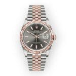 Rolex Steel and Everose Rolesor Datejust 36 Watch 126231 Dark Rhodium Index Dial - Jubilee Bracelet