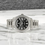 Rolex White Gold Day-Date 40 Watch Black Baguette Diamond Dial - President Bracelet - 图片 2