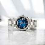 Rolex White Gold Day-Date 40 Watch Blue Ombré Roman Dial - President Bracelet - 图片 2