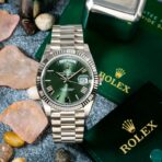 Rolex White Gold Day-Date 40 Watch Olive Green Roman Dial - President Bracelet 228239 - 图片 5
