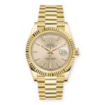 Rolex Yellow Gold Day-Date 40 Watch Silver Diagonal Motif Index Dial - President Bracelet 228238