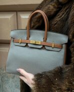 Hermes Birkin 25 Gris Mouette/Gold Togo PBHW - 图片 11