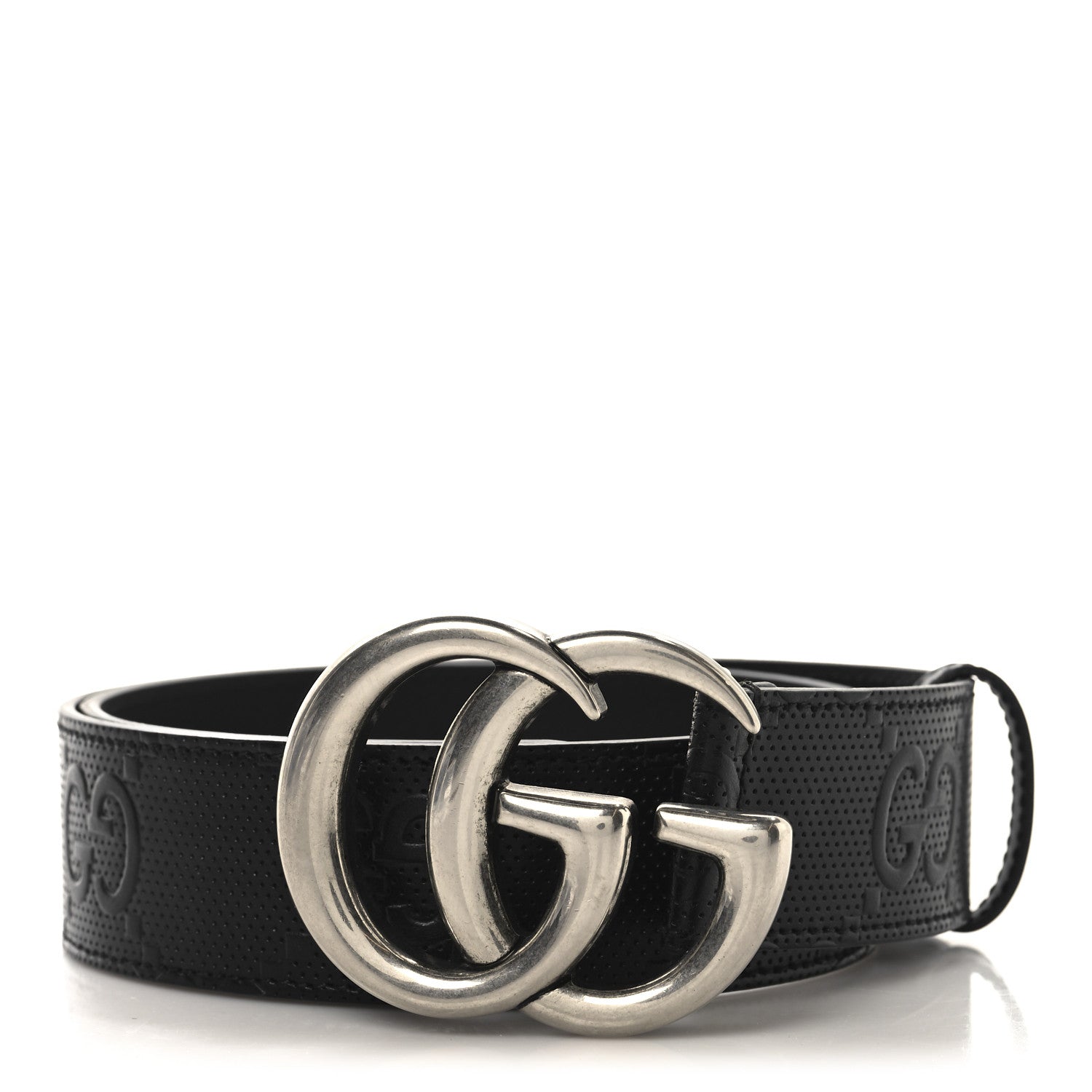 b307f1db6cfeae5b30c84556a813bd6d.jpg Calfskin GG Tennis Embossed Double G 40mm Belt 70 28 Intense Black - 图片 1