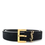 Suede Calfskin Monogram Square Buckle Belt 80 32 Black