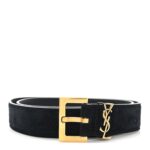 Suede Calfskin Monogram Square Buckle Belt 80 32 Black