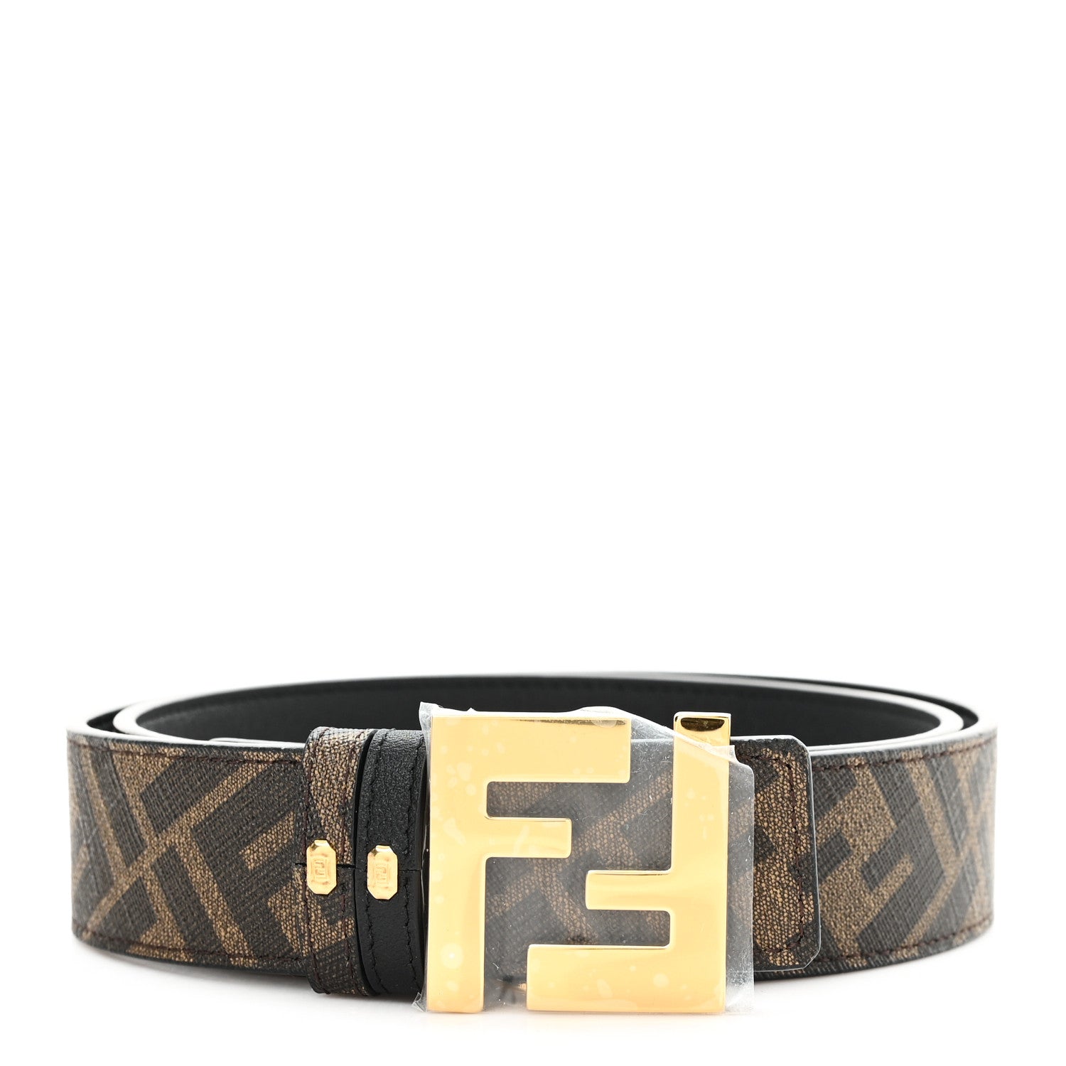 baf25d07e986762bb7b504d0ba9e4d2e.jpg Cuoio Romano Glazed Fabric FF 1974 Reversible Belt 90 36 Black Tobacco Moro - 图片 1