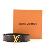 Calfskin Monogram 30mm LV Initiales Reversible Belt 85 34 Black - 图片 8