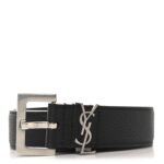 Grained Calfskin Monogram Cassandre Square Buckle Belt 70 28 Black