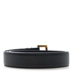 Grained Calfskin Monogram Cassandre Square Buckle Belt 85 34 Black - 图片 2