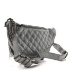Metallic Goatskin Quilted Banane Waist Bag Fanny Pack Silver - 图片 3