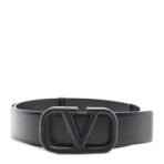 Glossy Calfskin Monochrome VLogo 40mm Belt 85 34 Black
