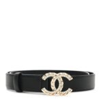Calfskin Crystal CC Belt 70 28 Black