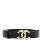 Calfskin Crystal CC Belt 70 28 Black