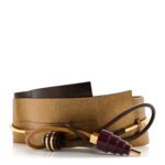 Grained Calfskin Watersnake Wide Obi Tie Belt Multicolor