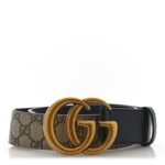 GG Supreme Monogram Matte Plutone Calfskin Double G 40mm Belt 80 32 Beige Ebony Black