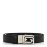 Textured Dollar Calfskin Ciny Calf Lux Squared Interlocking G 30mm Reversible Belt 85 34 Blue Black
