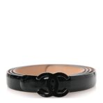 Patent CC Logo Skinny Belt 85 34 Black