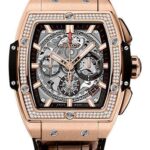 Hublot Spirit of Big Bang King Gold Diamonds Watch - 42 mm - Sapphire Dial - Black Rubber and Brown Leather Strap-641.OX.0183.LR.1104