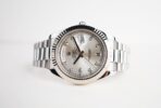 Rolex Day-Date 41mm White Gold Silver Diamond Dial & Fluted Bezel Oyster Bracelet 218239 - 图片 3