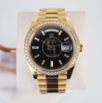 Rolex Day-Date 40 Yellow Gold Black Diamond Dial & Diamond Bezel President Bracelet 228348RBR -